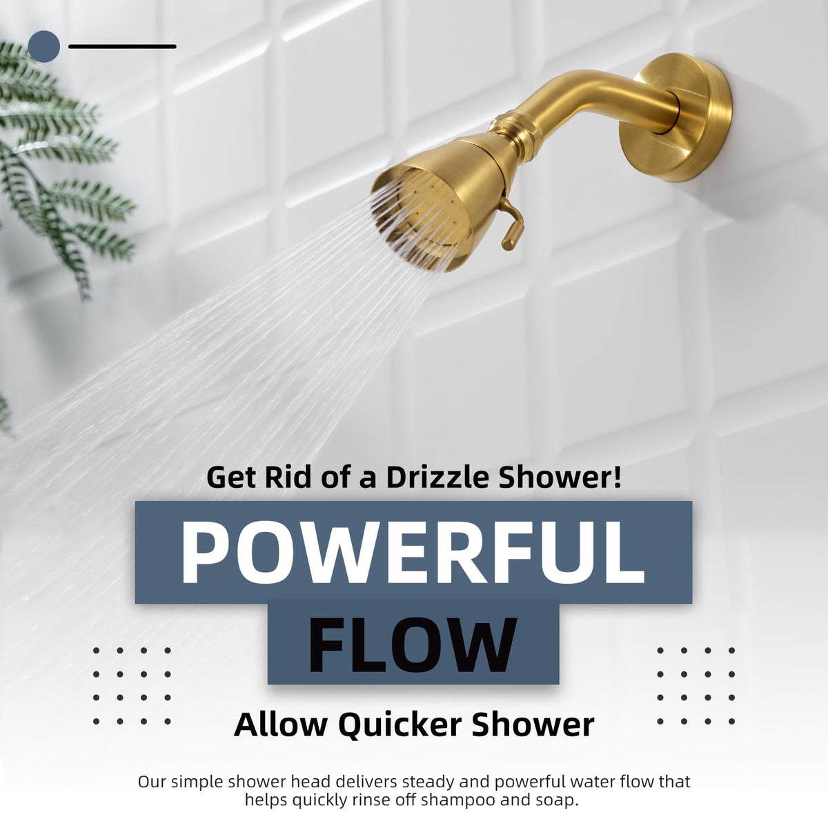 High Flow Shower Head Adjustable (Brushed Dark Gold)