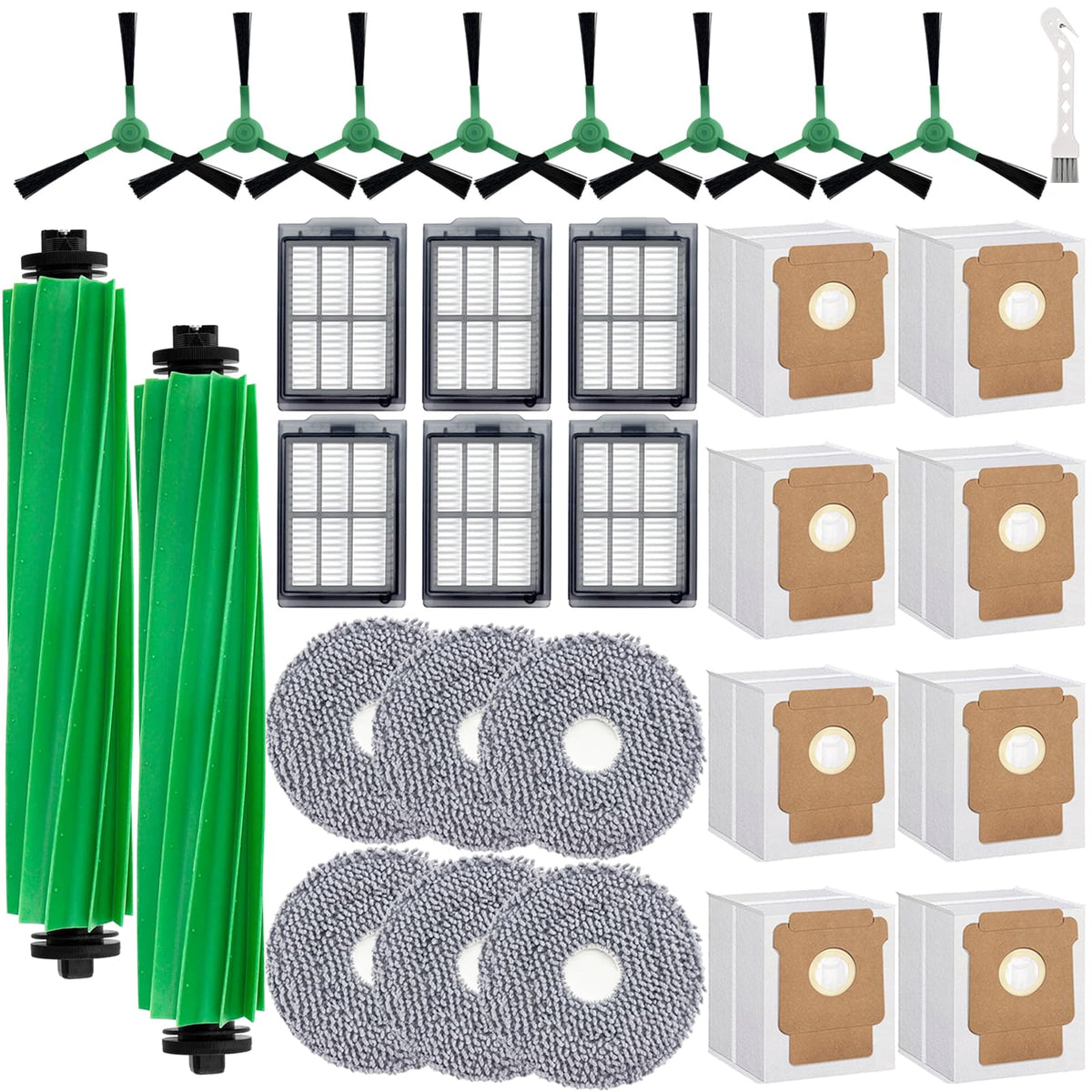 Replacement Parts Accessories Kit for iRobot Roomba Plus 505 Combo 405 Combo Robot Vacuum Cleaner (2+6+6+8+8 Pack)