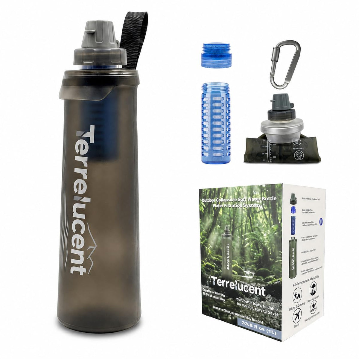 Collapsible Water Bottle with Filter