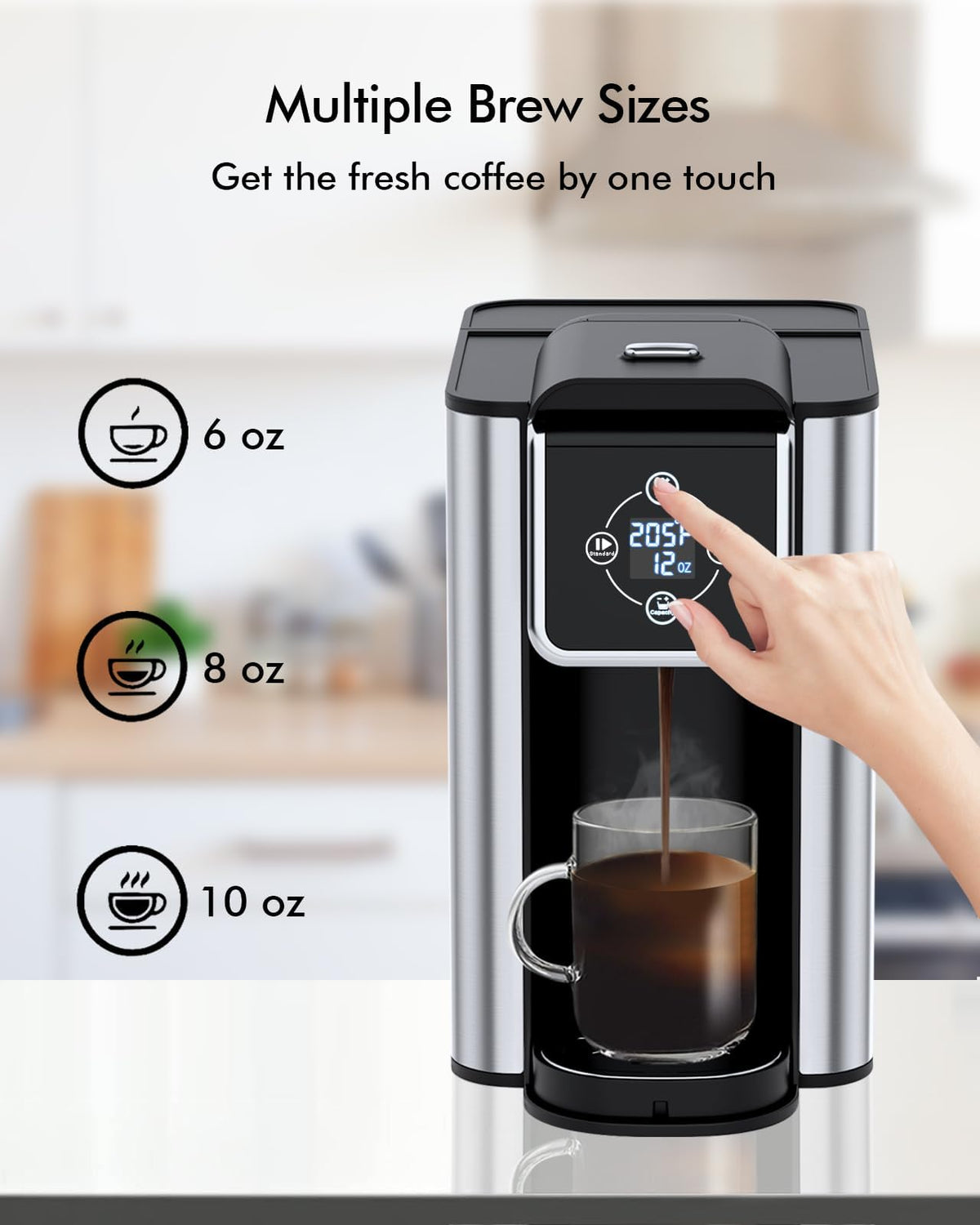 3-in-1 Coffee Maker, 1500W Pod Brewer with Digital Display (Light Black)