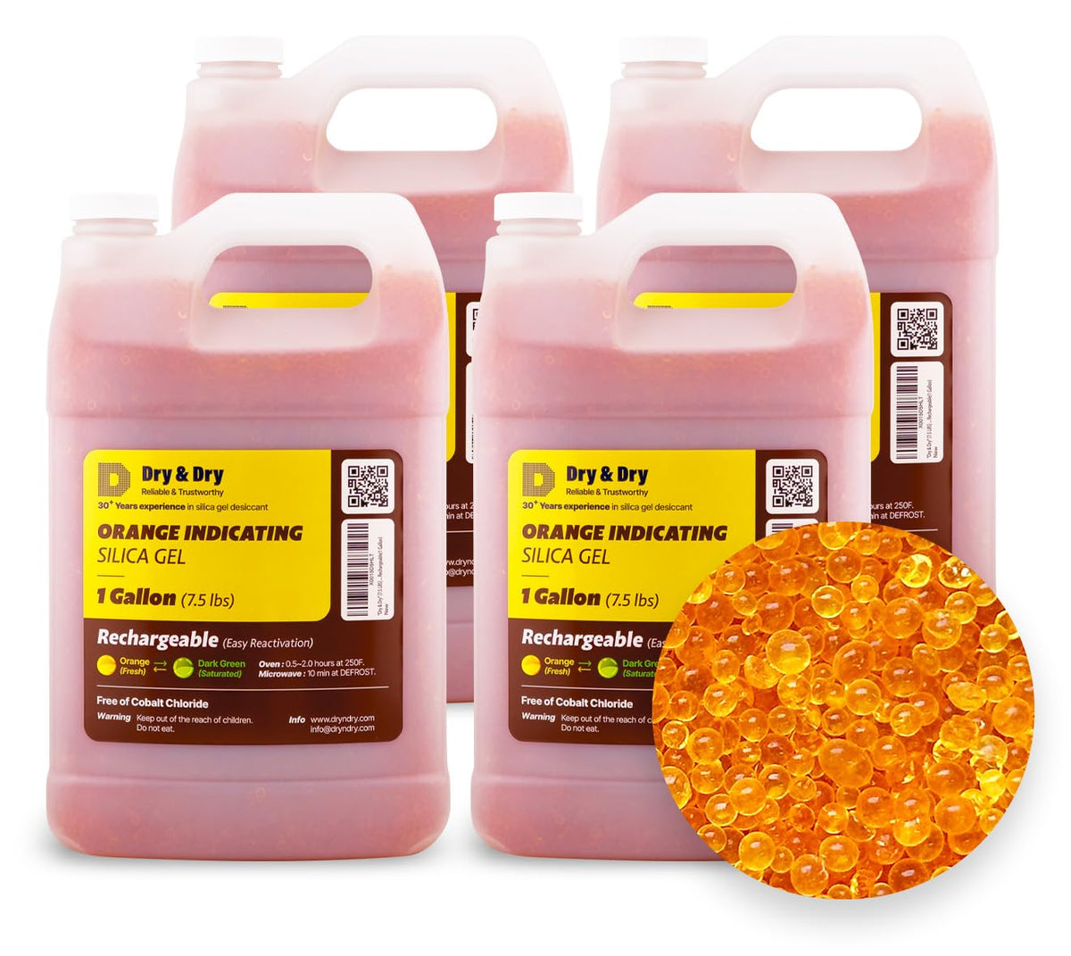 Dry & Dry" [30 LBS] Premium Orange Indicating Silica Gel Desiccant Beads (Orange / 30 LBS)