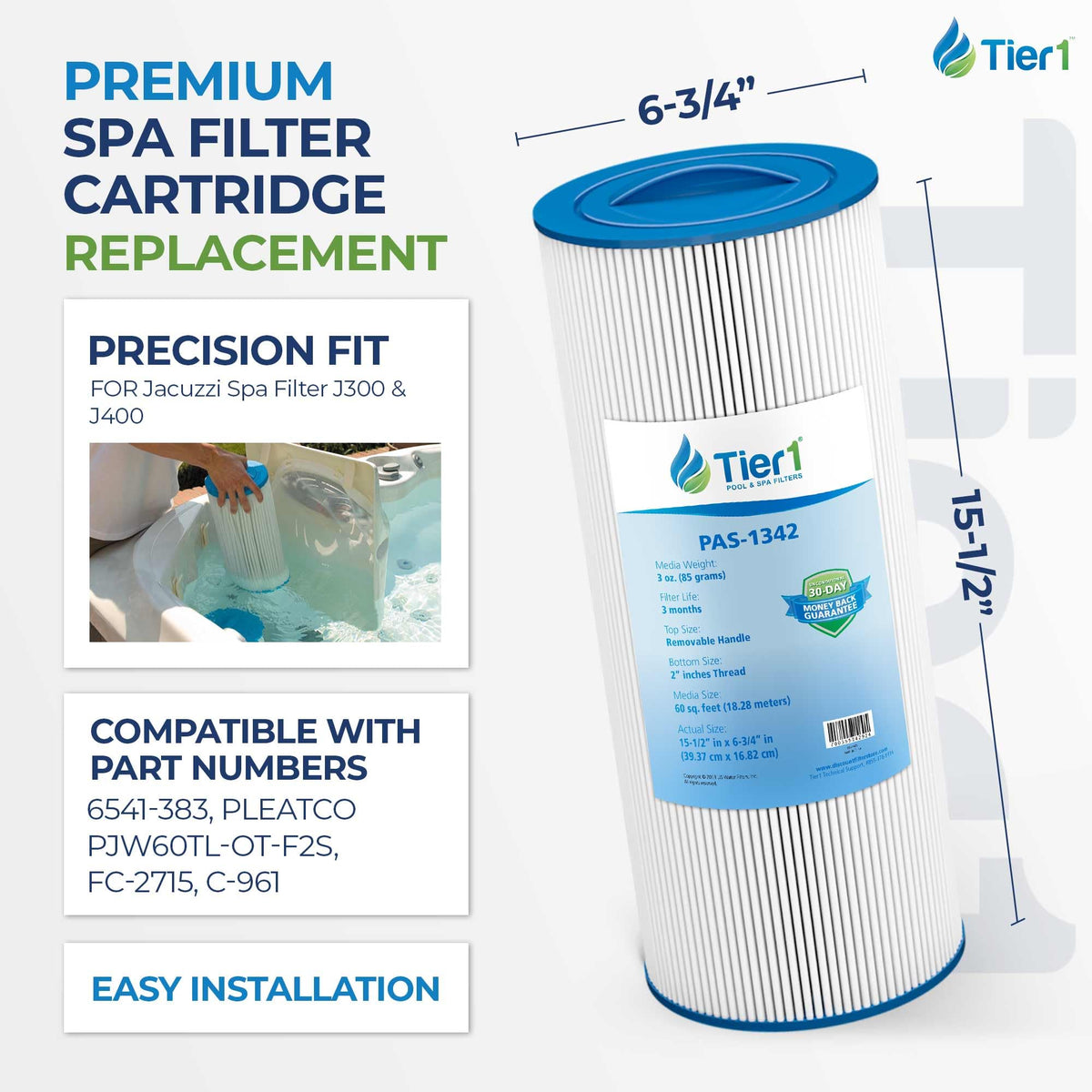 J300 & J400 Hot Tub Filter Replaces Unicel 6CH