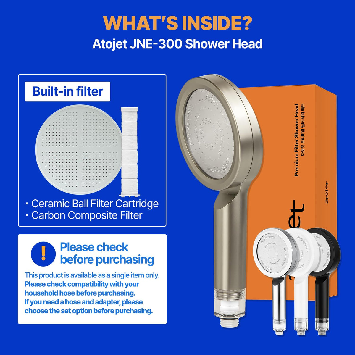 Premium Filtered Showerhead Crafted With Korea’s Luxury Beauty Culture (White)