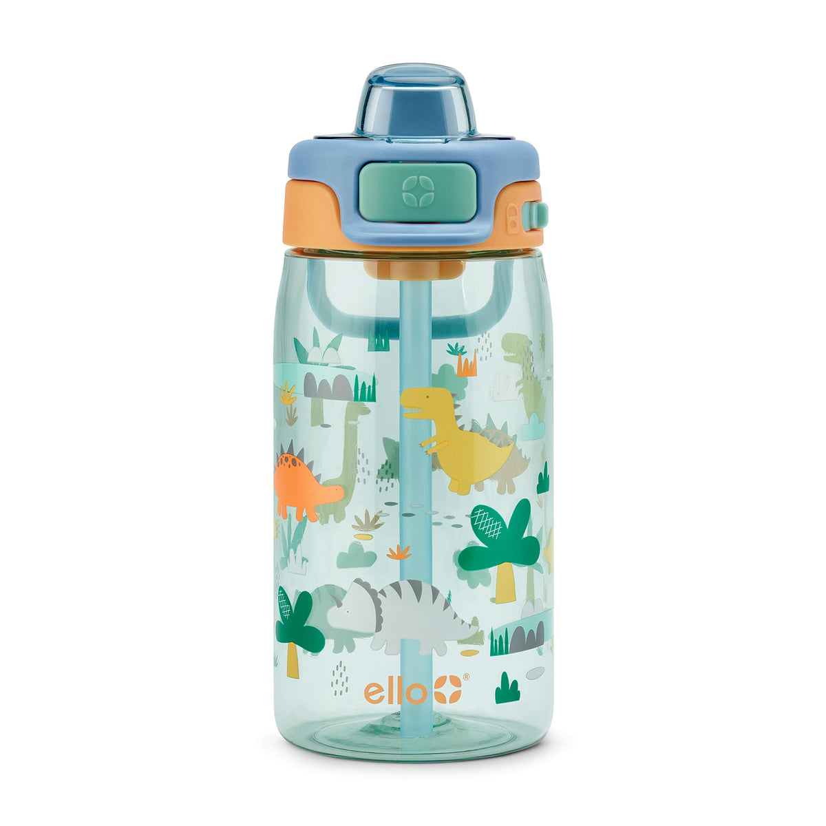 Kids Pop & Fill 16oz Tritan Plastic Water Bottle with Quick Fill Technology (Dino)