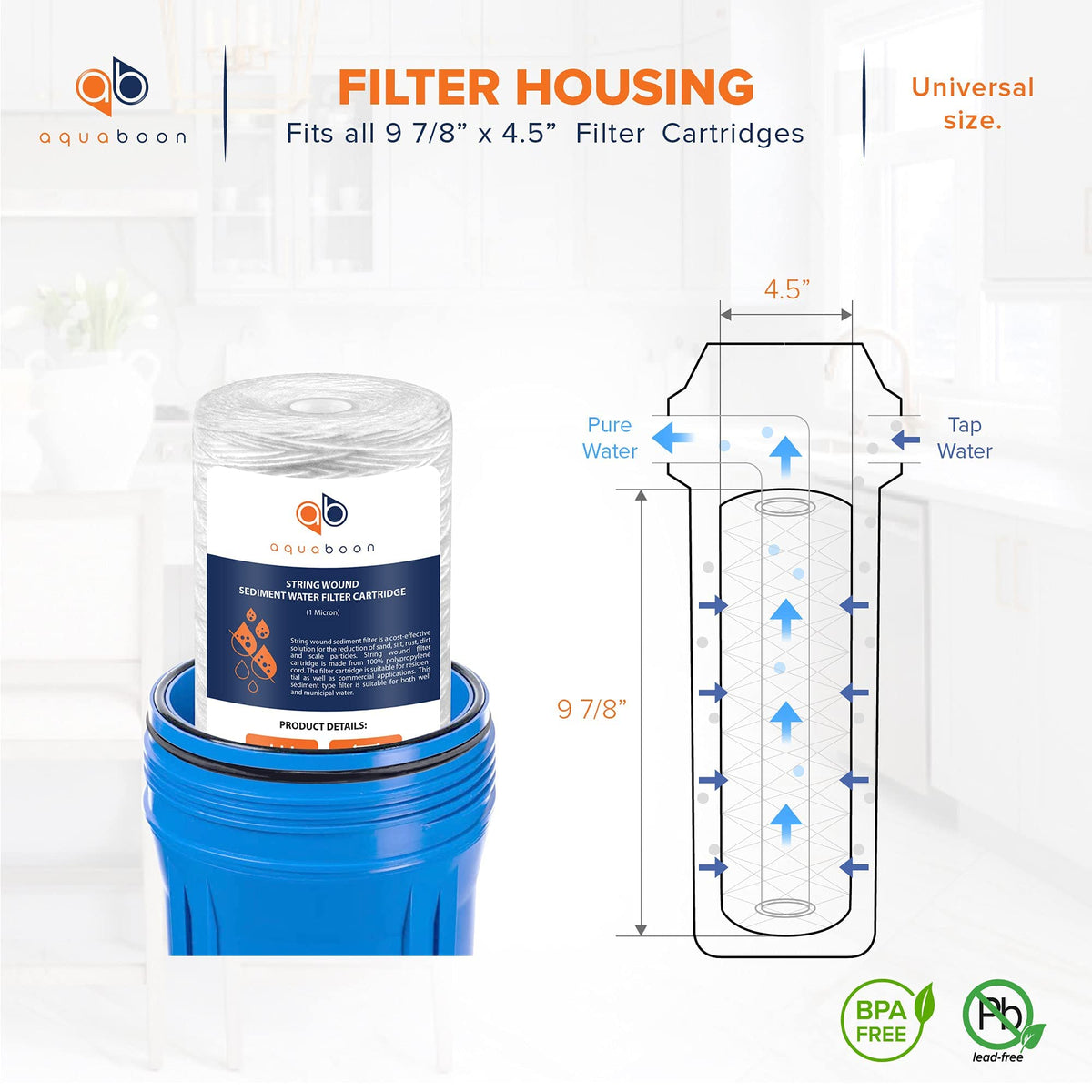 1 Micron 10 x 4.5 String Wound Water Filter Cartridge 2 (1 Micron)