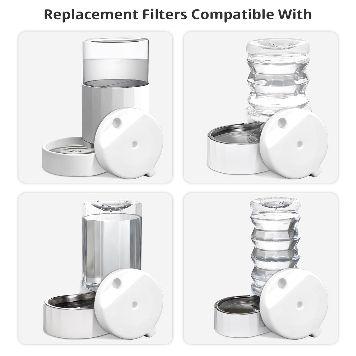 Gravity Pet Water Fountain Filters (4 Filters with 1 Brush)