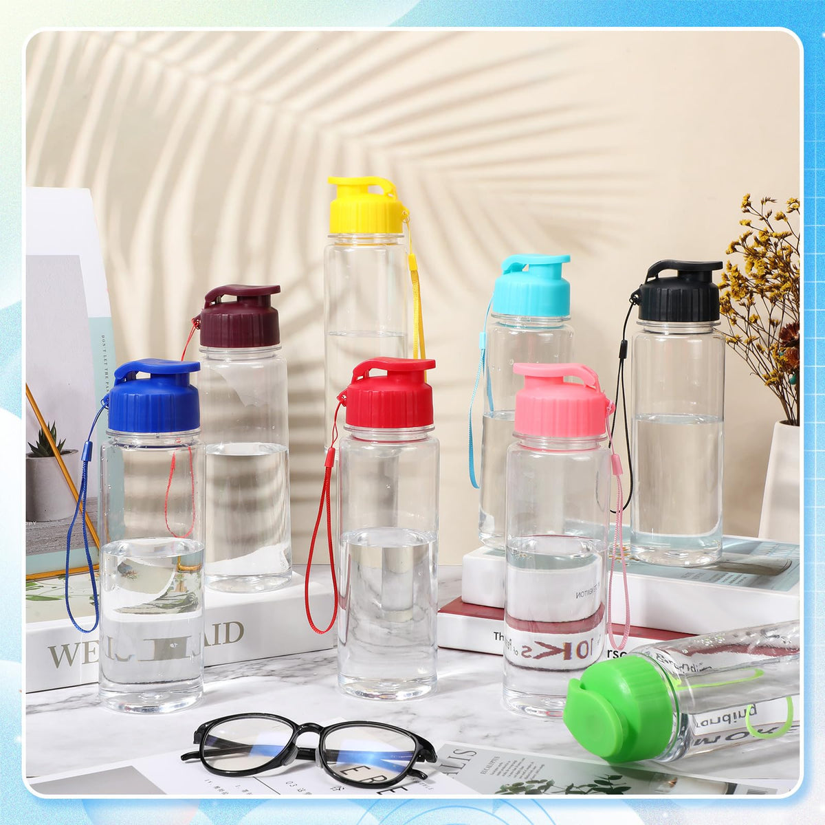 72 Pcs Plastic Water Bottles Bulk 17 oz (Clear,Multicolor)