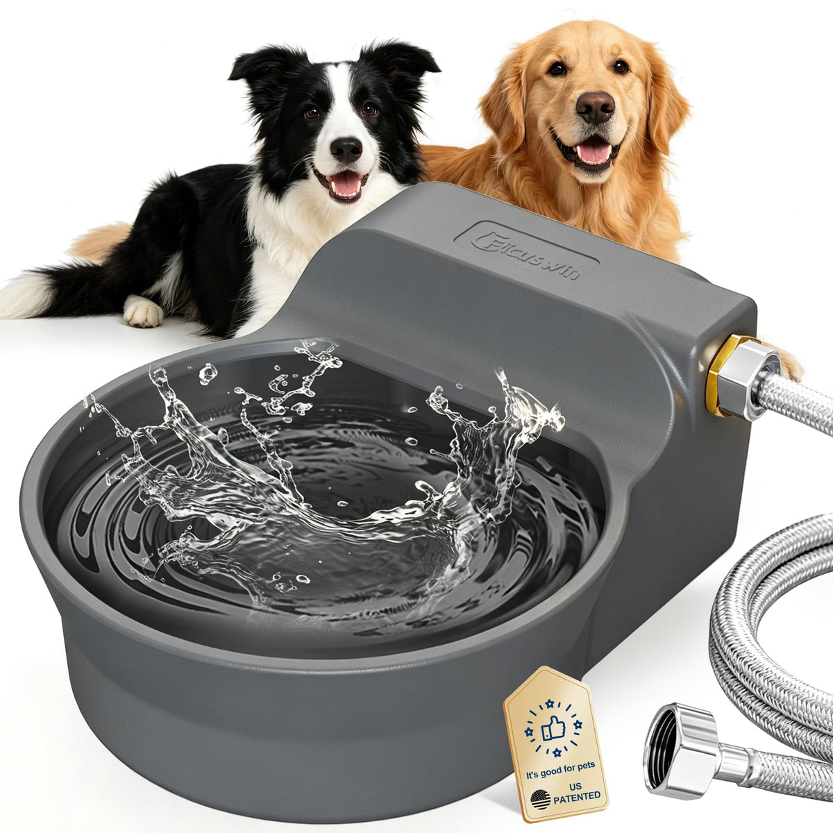 Automatic Dog Water Bowl Dispenser Patented 128oz Water Dispenser for Dogs Automatic Water Bowl Fit 3 (Grey / 128 oz)
