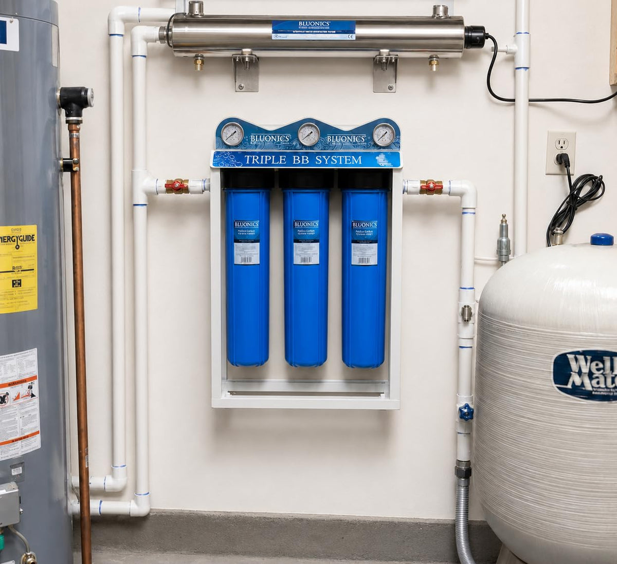 110W Whole House Water Filter System (Premium Triple with UV + Extras)