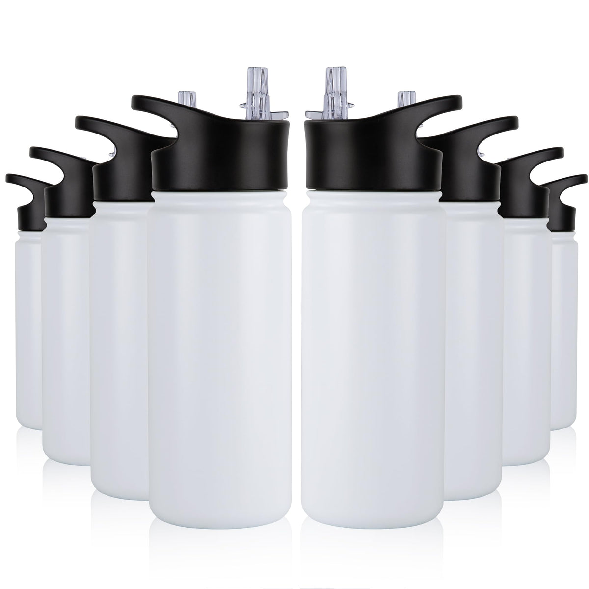16 oz Insulated Water Bottle Bulk 8 Pack (White / 16 Ounces-8)