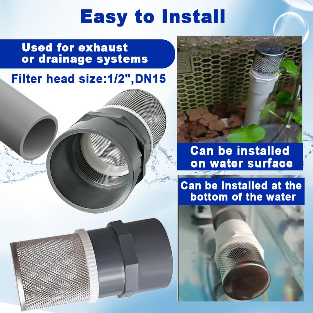 1 2" inch stainless steel filter cover connected to 1 (1/2"DN15)