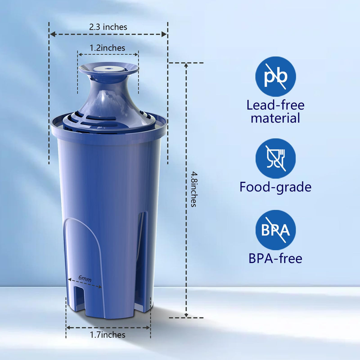 Alkaline Water Filter Replacement for Brita® Filter (Alkaline - Blue / 3 Count)