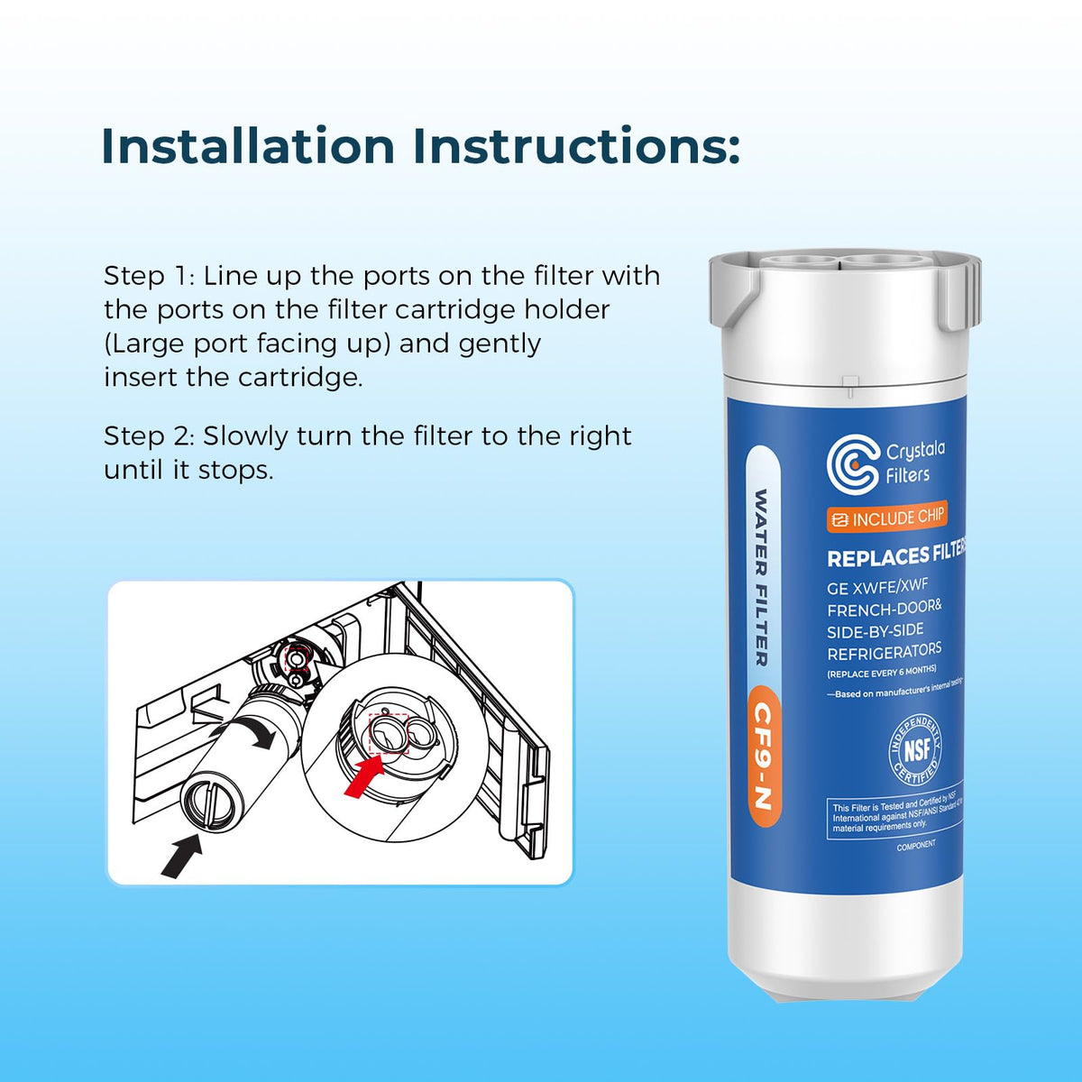XWFE (Built-in CHIP) Refrigerator Water Filter 1-Pack (1 Count (Pack of 1))