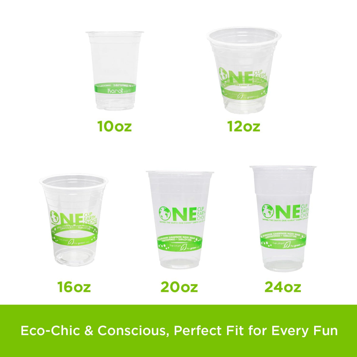 1,000 ct - 16 oz] Compostable PLA Plastic Cups, BPI Certified Disposable Renewable Cold Cups for Iced Coffee, Smoothies, and More | Green Line (16 Ounces)