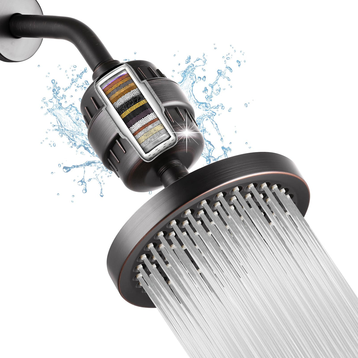 High Pressure Filtered Shower Head Set (Bronze, filtered)