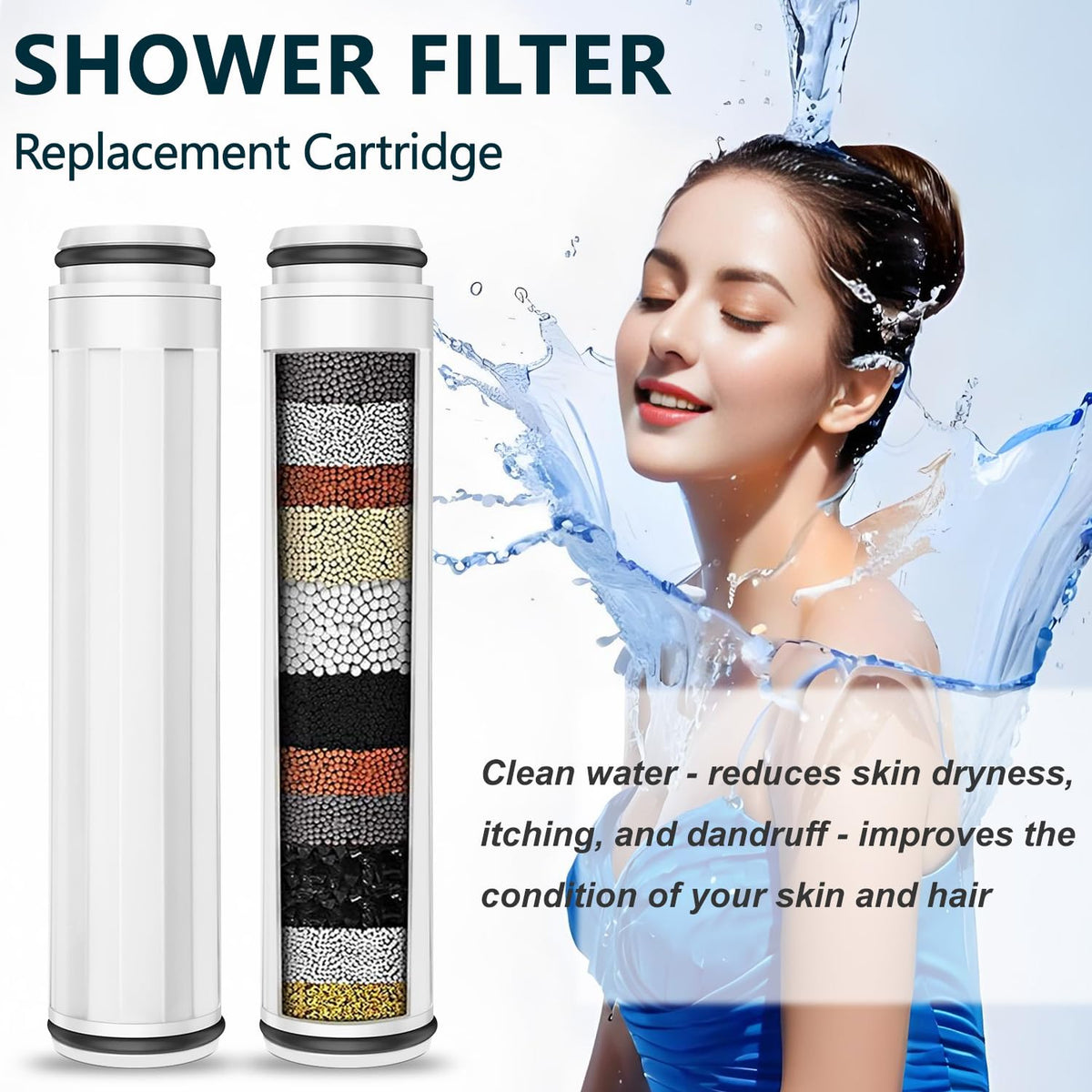 4 PACK Replacement Filter Replacement Shower Head Filter Cartridge Compatible with FEELSO Handheld Showerhead