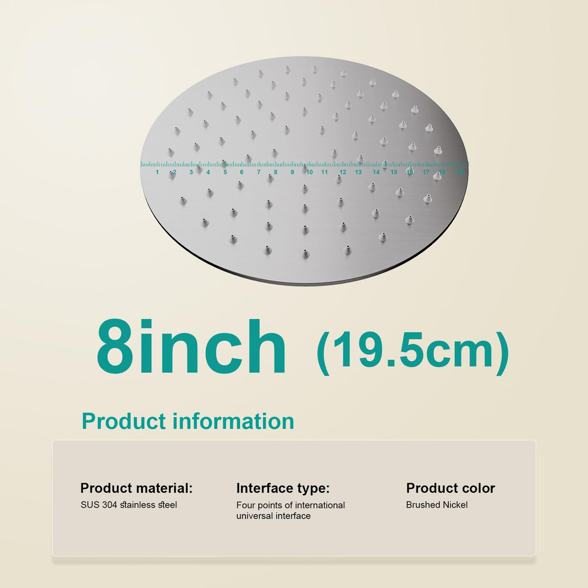 All Metal 8Inch Rain Shower Head (Brushed Nickel / 8 Inch)