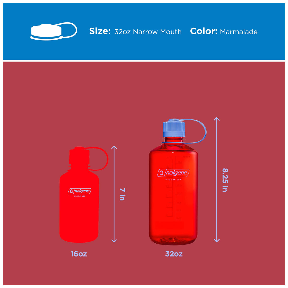 32 oz Narrow Mouth Water Bottle (Marmalade Orange / 32 Ounces)