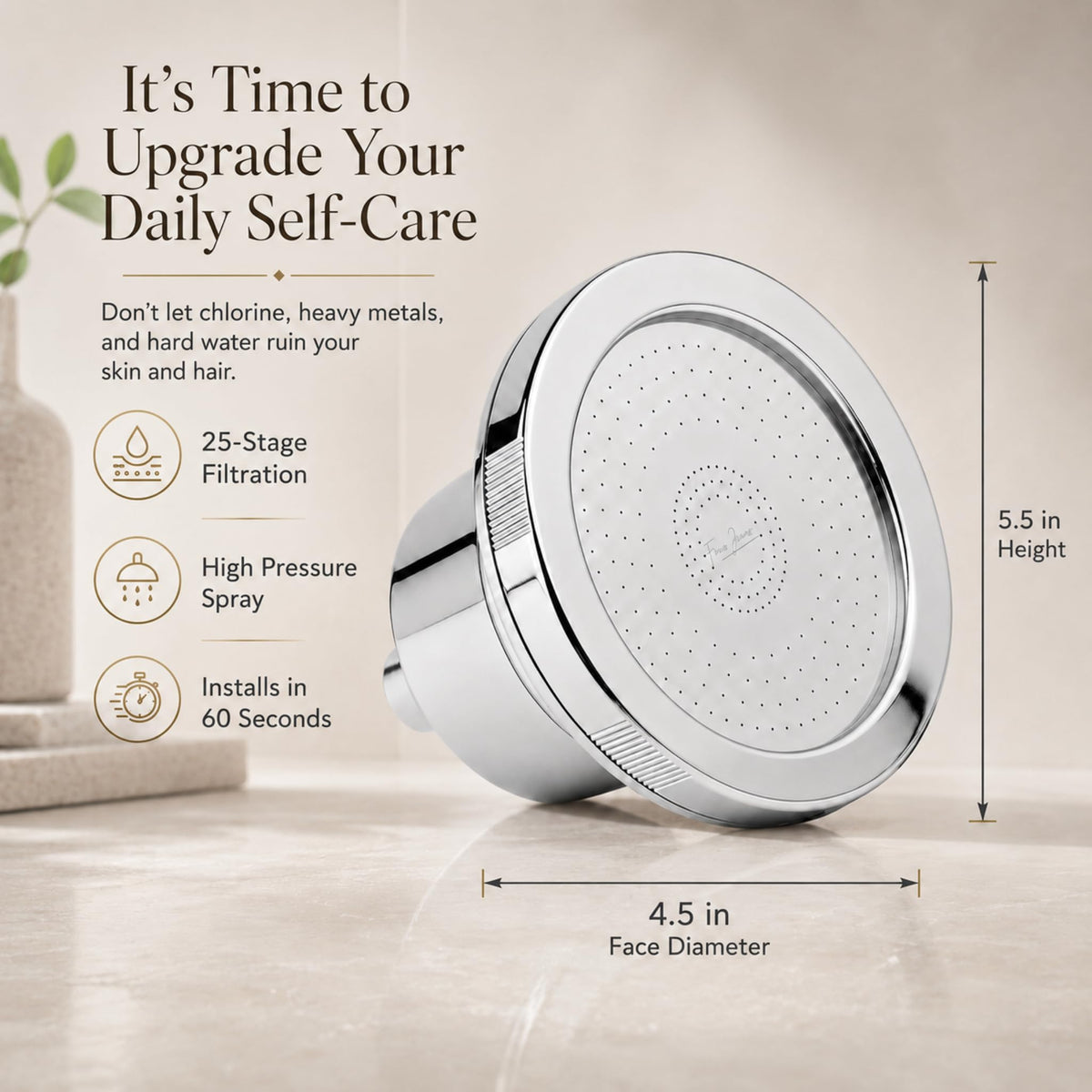 25 Stage Filtered Shower Head for Hard Water (Chrome)