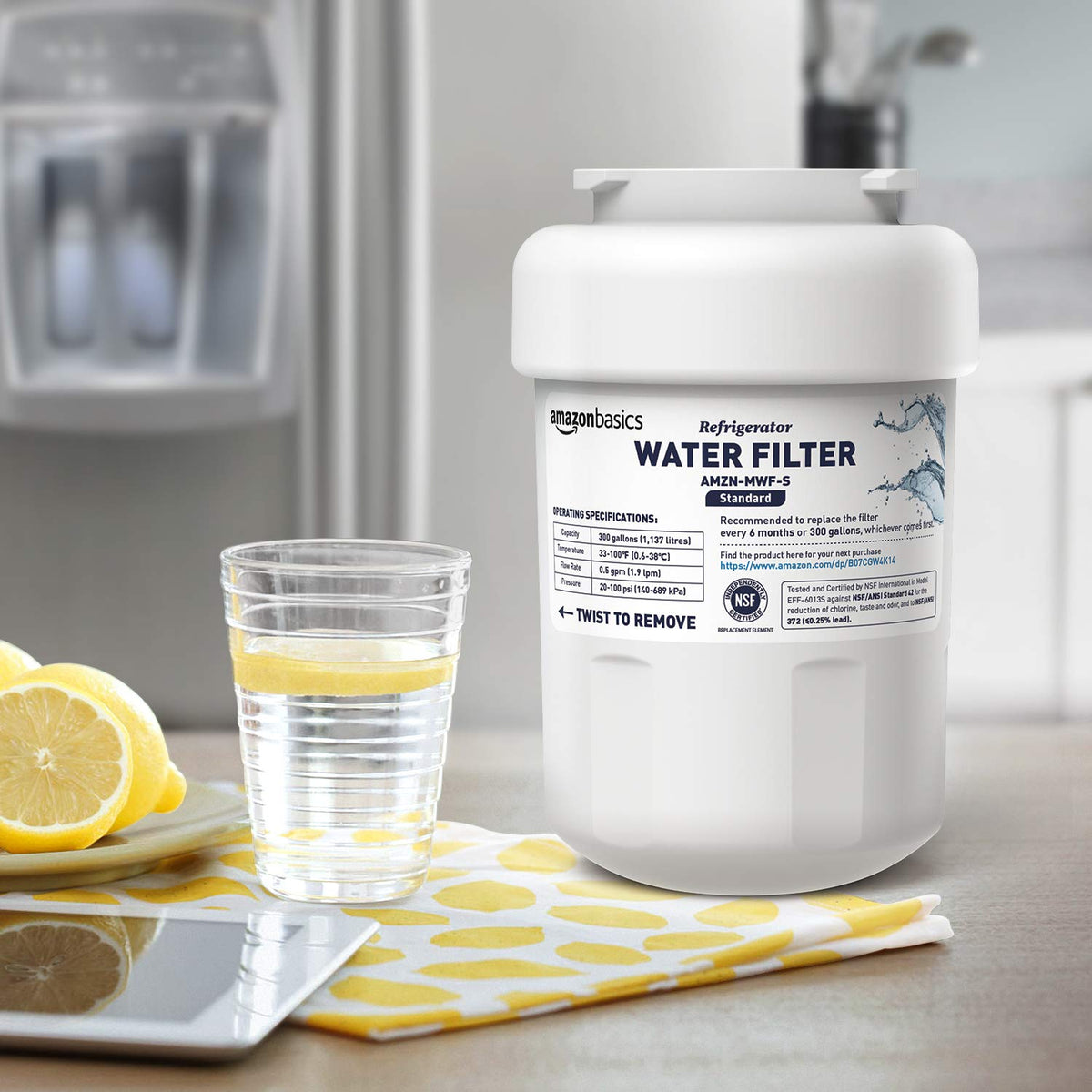 Replacement Water Filter Cartridge Compatible with GE MWF Refrigerator (Basic Tier / 2pcs)