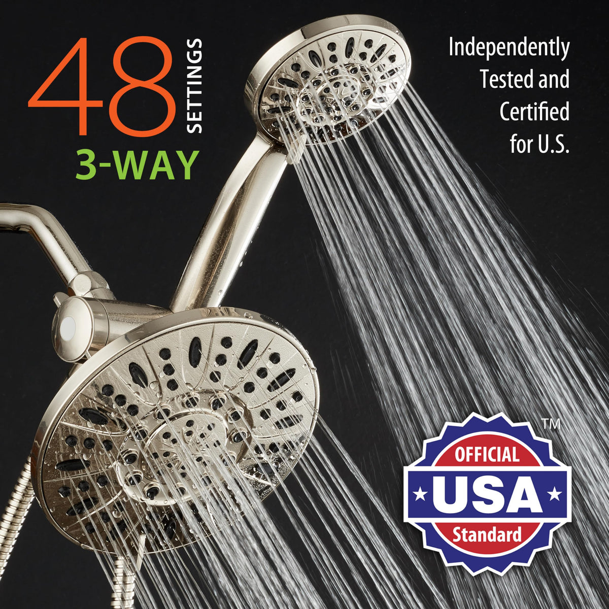 7" Premium High Pressure 3 (2.5 Gallons Per Minute / Brushed Nickel)