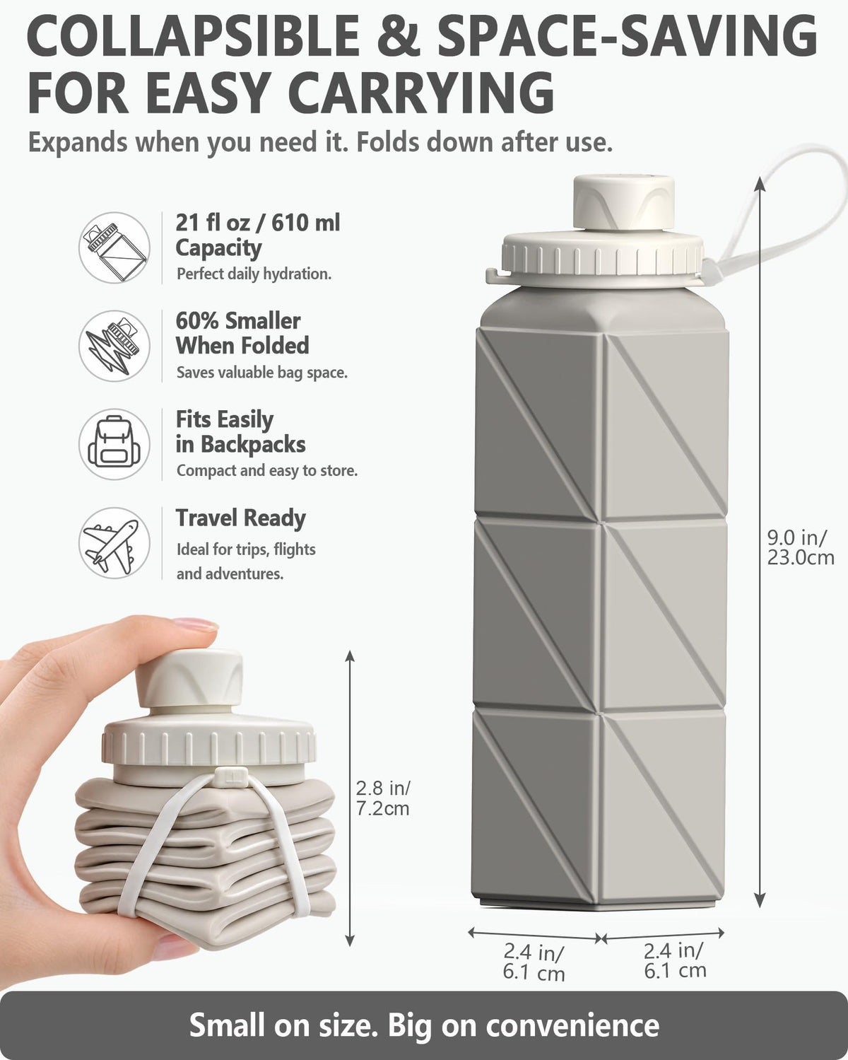 Collapsible Water Bottles 21oz (Starlight+Pink+Blue+Dark Blue+Black)