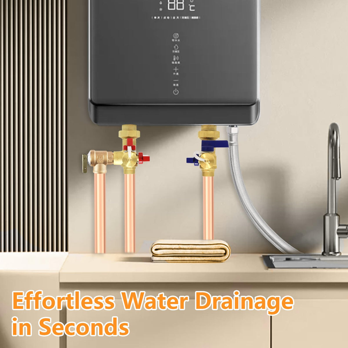 1PC HeSun 3 4" Copper Tankless Water Heater Service Valve Kit (3/4" FIP X 3/4"Copper Sweat)