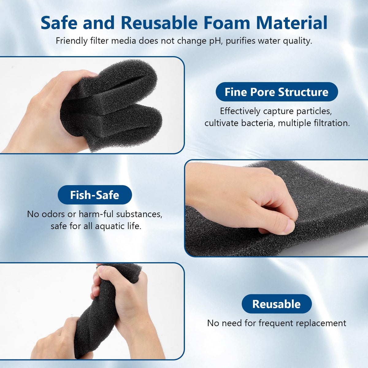 Aquarium Sponge Filter Pad (5.9*3.9*1 inch/4pcs)