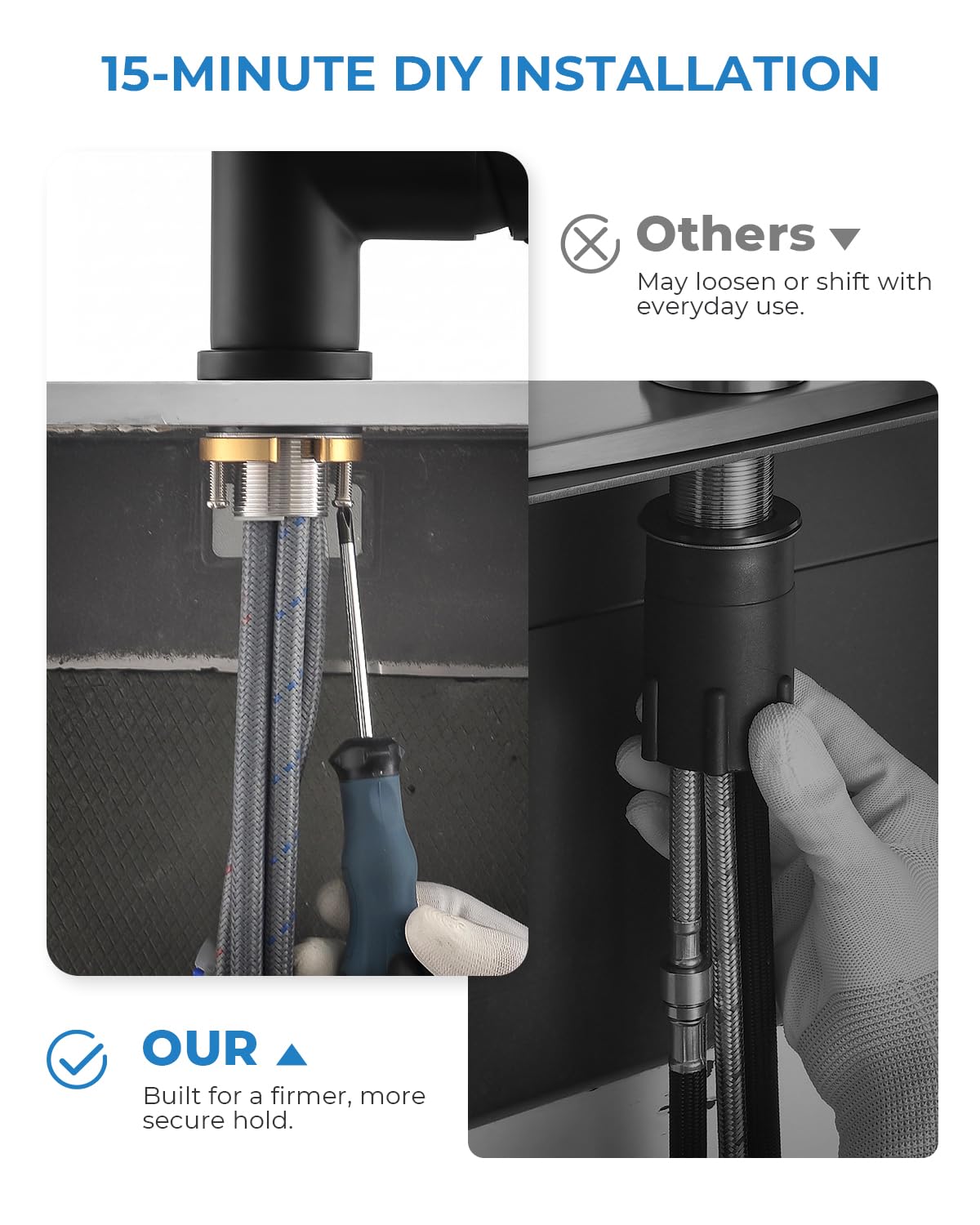 Black Kitchen Faucet with Pull Down Sprayer (Matte Black)