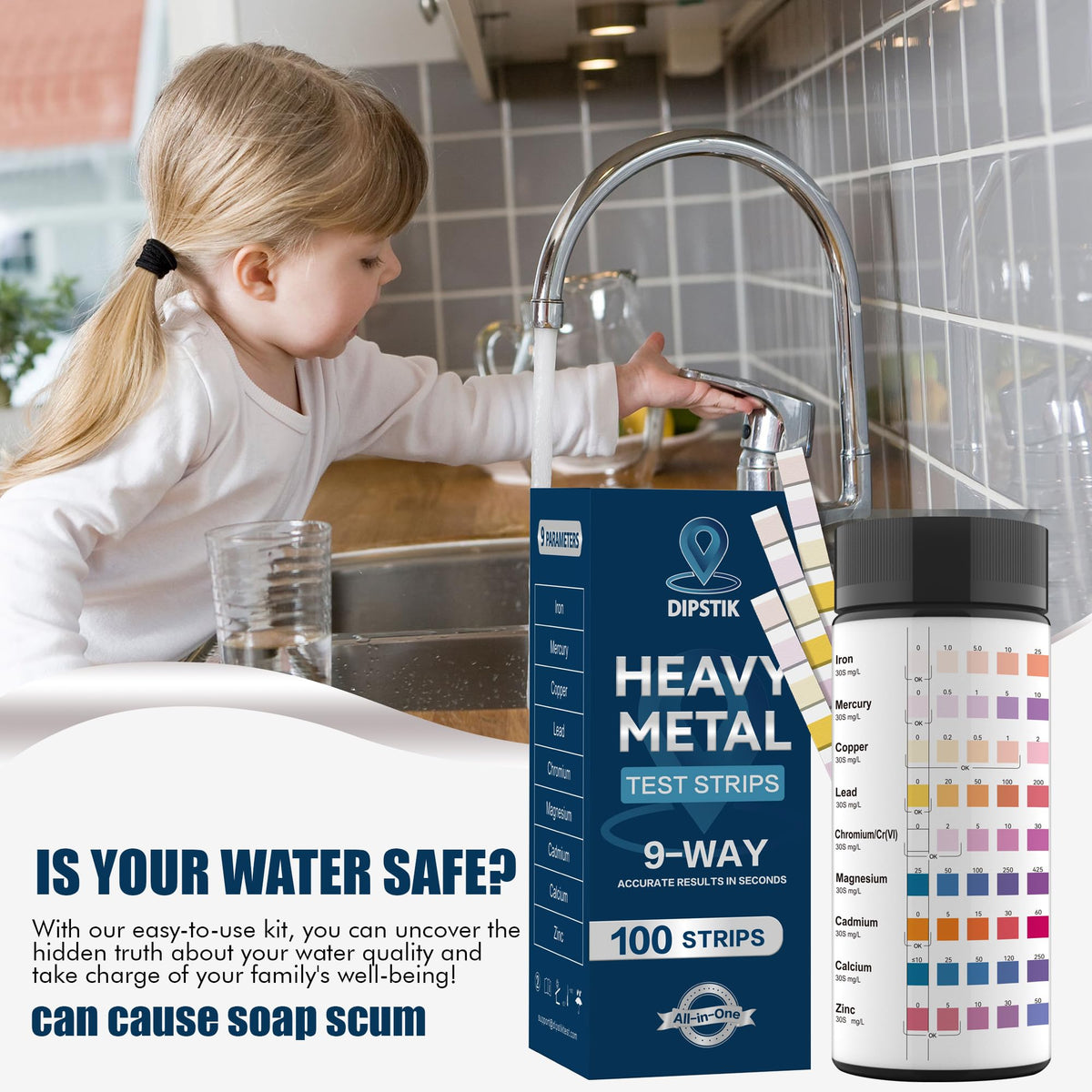 9 Way Heavy Metals Water Test Strips
