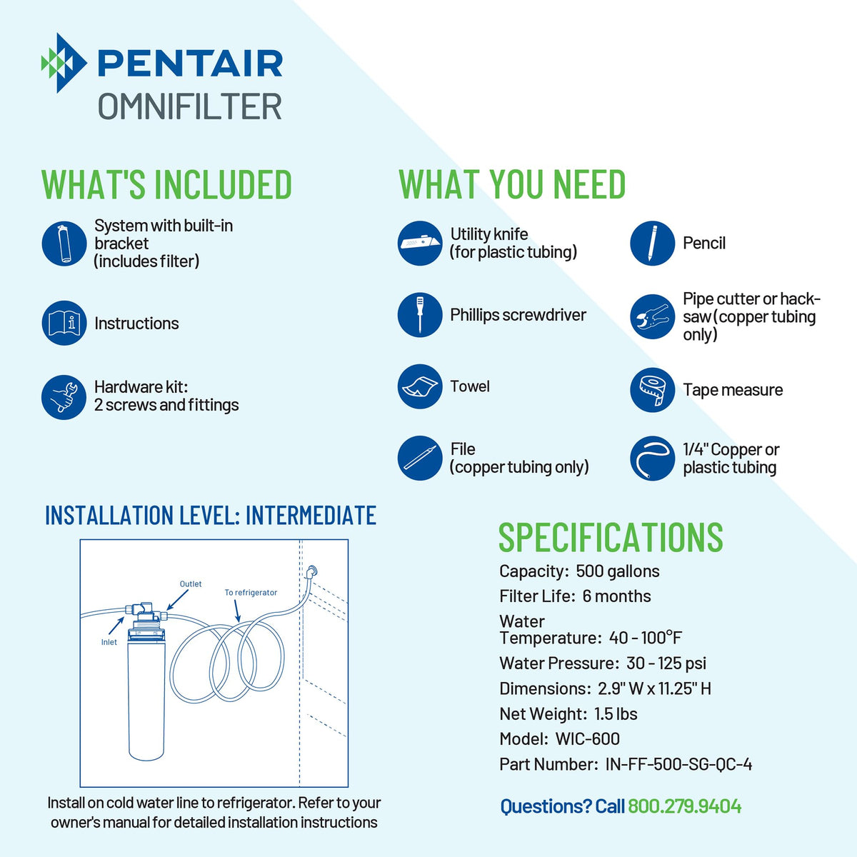 Pentair OMNIFilter Quick Change Refrigerator and Icemaker Filtration System (System)