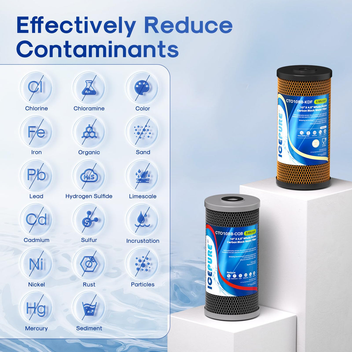 2 Stage 10" x 4.5" Whole House Carbon Water Filter Set (Lead Removal Filter + Heavy Metals Removal Filter / 2 Count (Pack of 1))