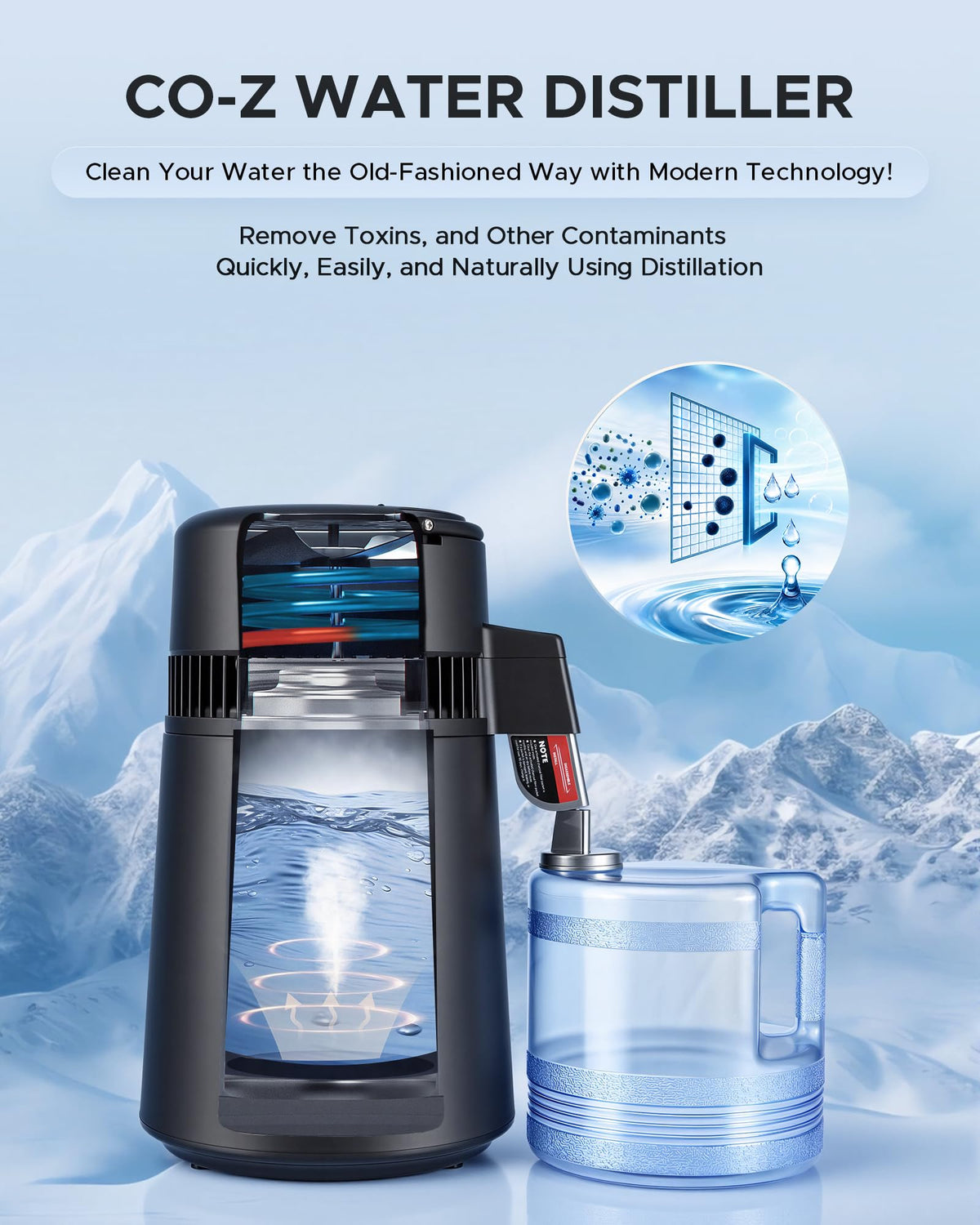 1.1 Gallon Water Distiller (Black 4L)