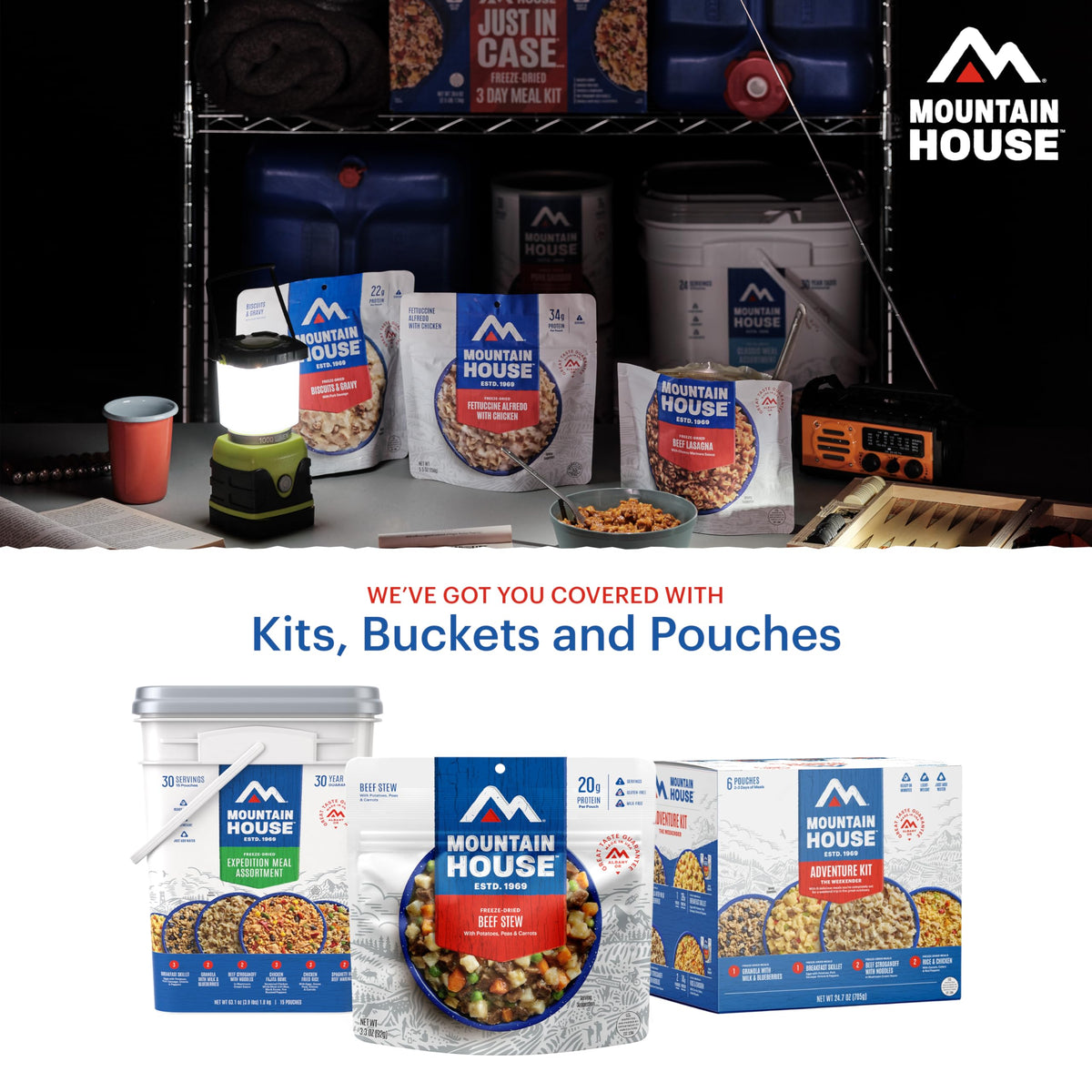 Classic Meal Assortment Bucket Freeze Dried Backpacking & Camping Food 24 Servings
