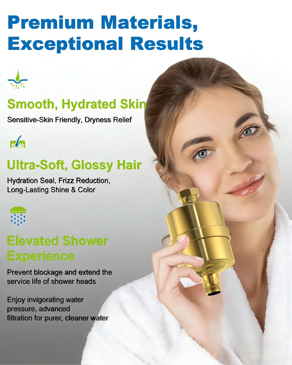 All Metal Gold Shower Water Filter (Gold)