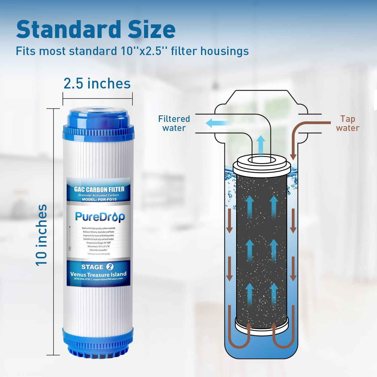 PDR F10KU 50 GPD Reverse Osmosis Water Filter 1 (1-Year Replacement Filter w/AK&UV)