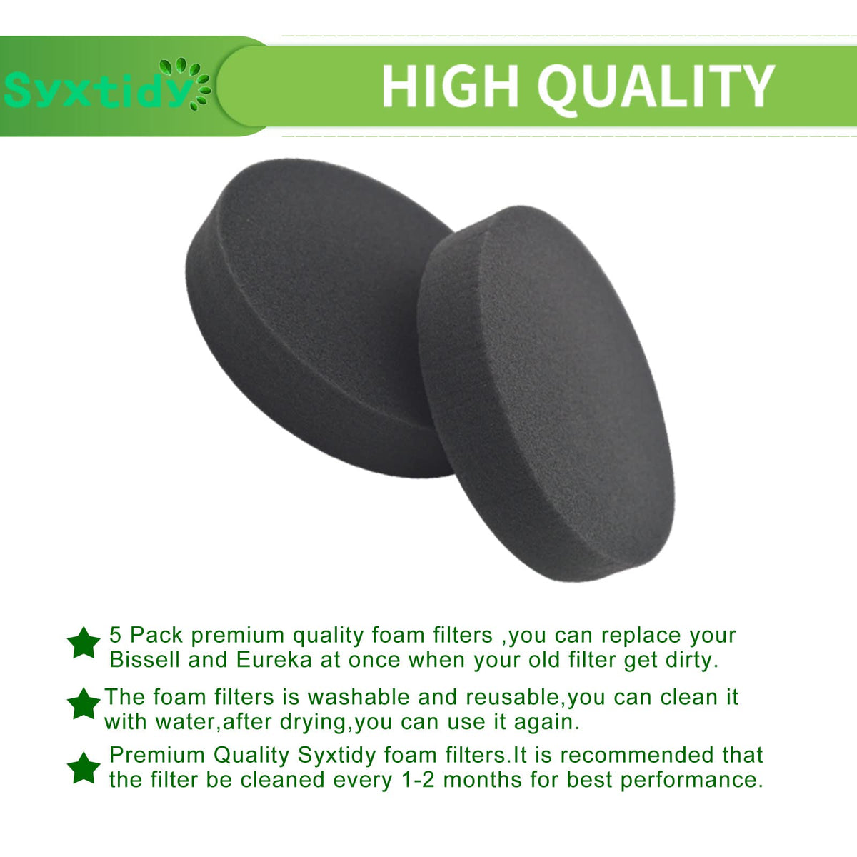 5 Pack Filter Replacement for Bissell Powerforce Helix 2191 1797#1608225 (5Pack 1608225 Filters)