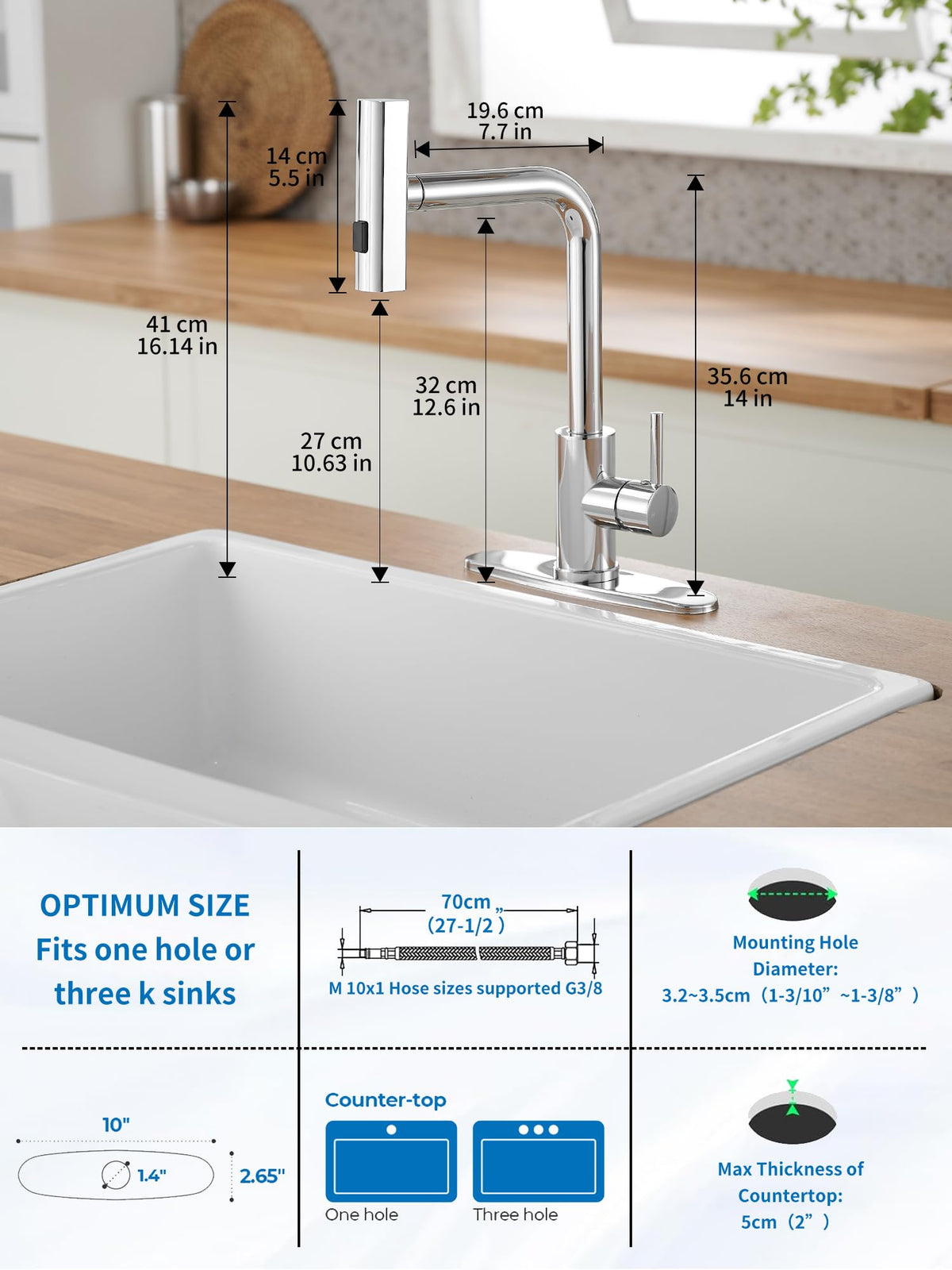 Kitchen Faucets with Pull Down Sprayer (Chrome / Waterfall)