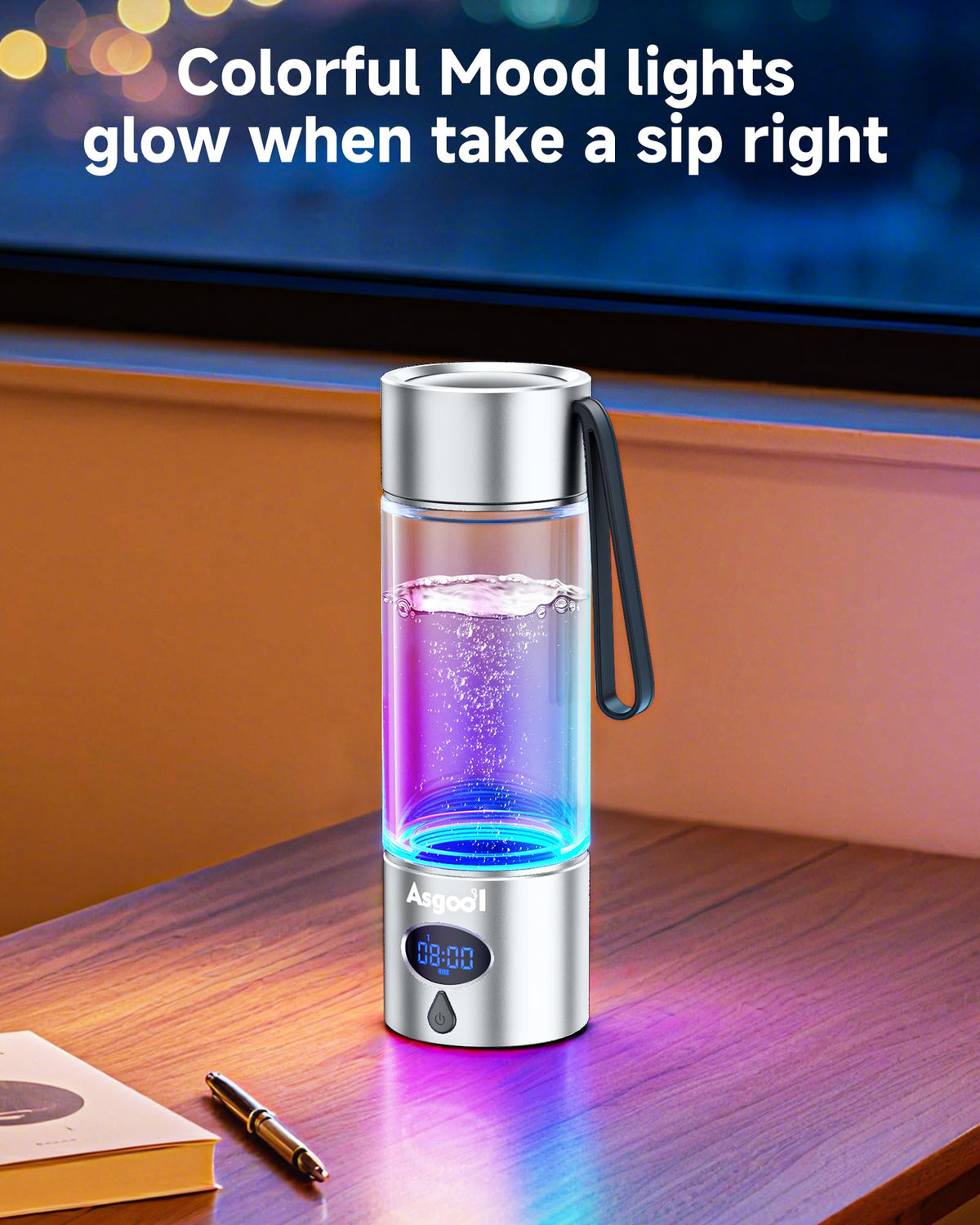 360ml Portable Hydrogen Water Bottle Generator with PEM (Silver)