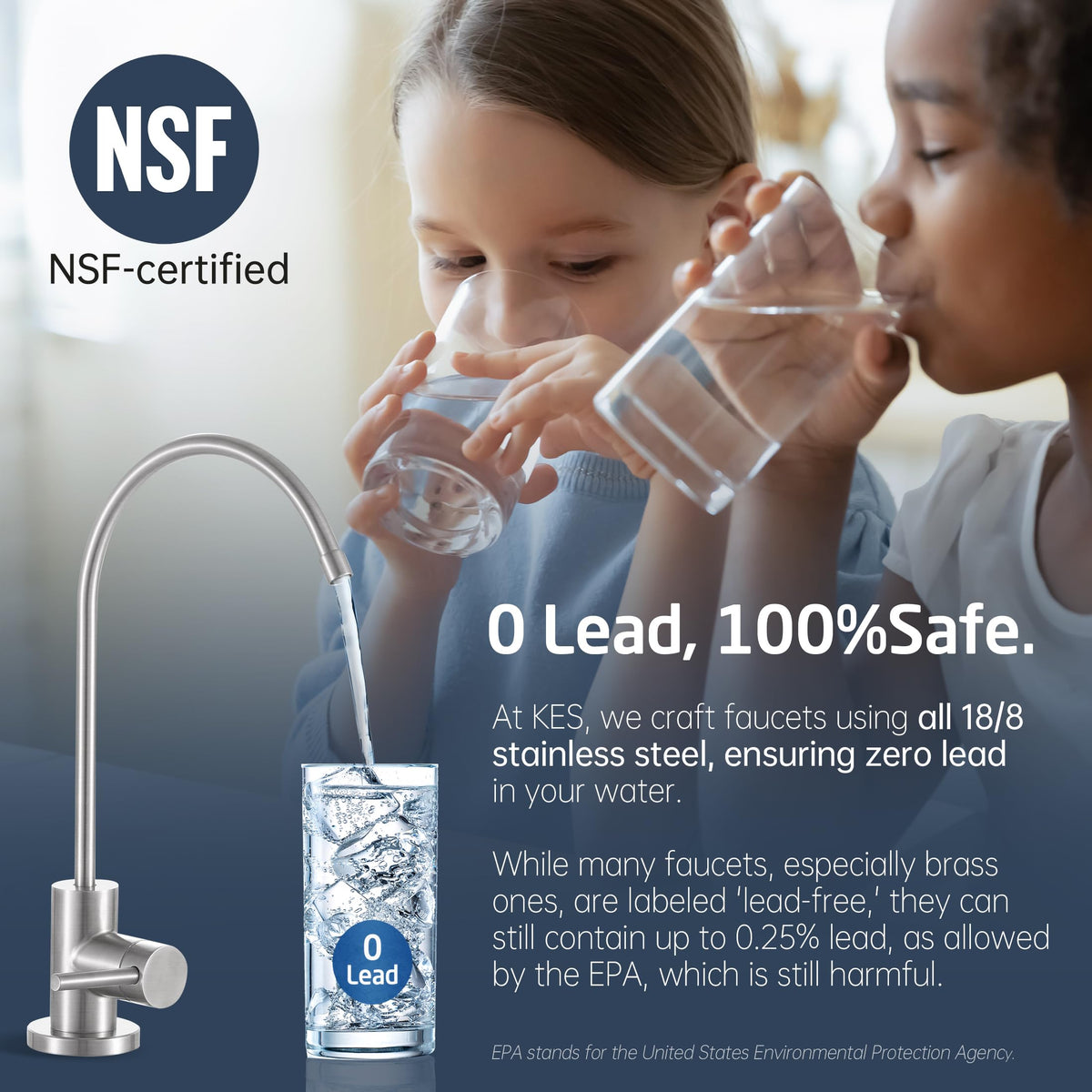 NSF Certified All Metal Drinking RO Water Faucet (Brushed Steel)