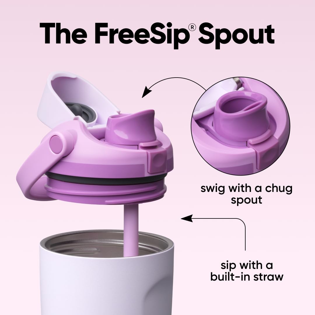 FreeSip Sway Stainless Steel Water Bottle 18 oz Lilac You A lot (Lilac You A Lot)