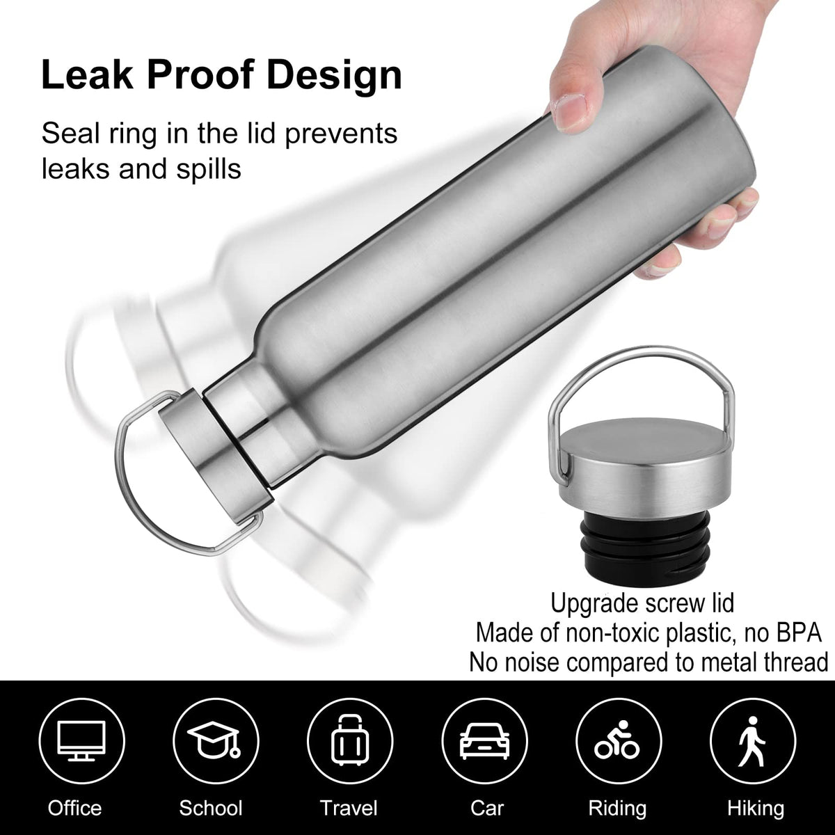 20 Ounce Insulated Stainless Steel Water Bottle (Silver)