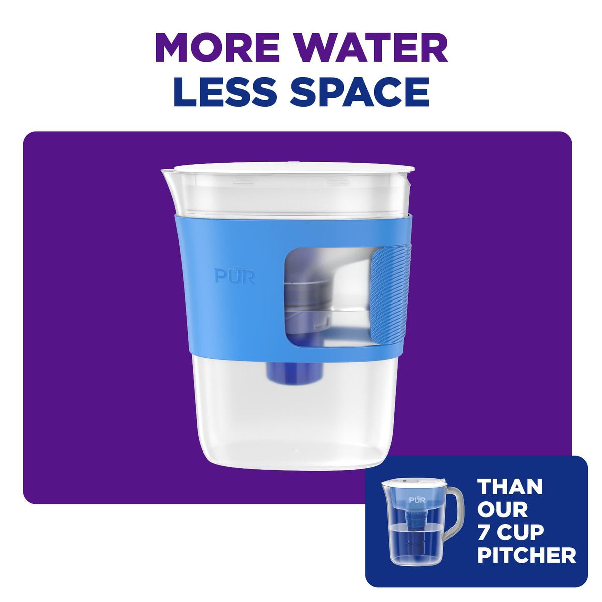 Slim 8 Cup Water Filter Pitcher (Violet)
