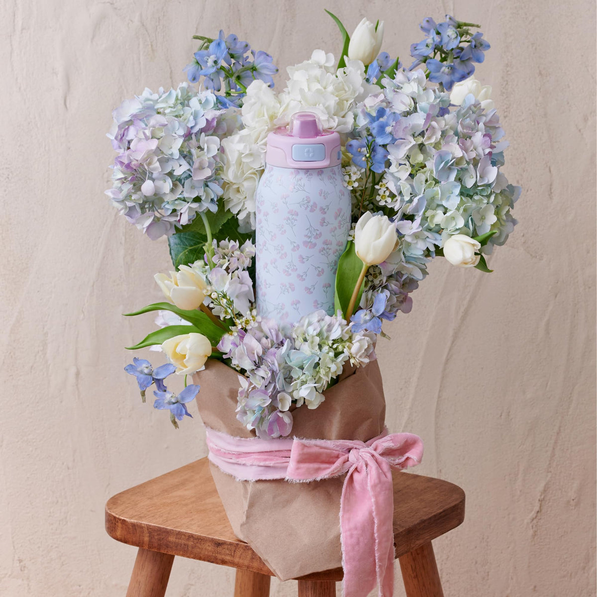 Pop & Fill 22oz Stainless Water Bottle (22oz / Serene Blooms)