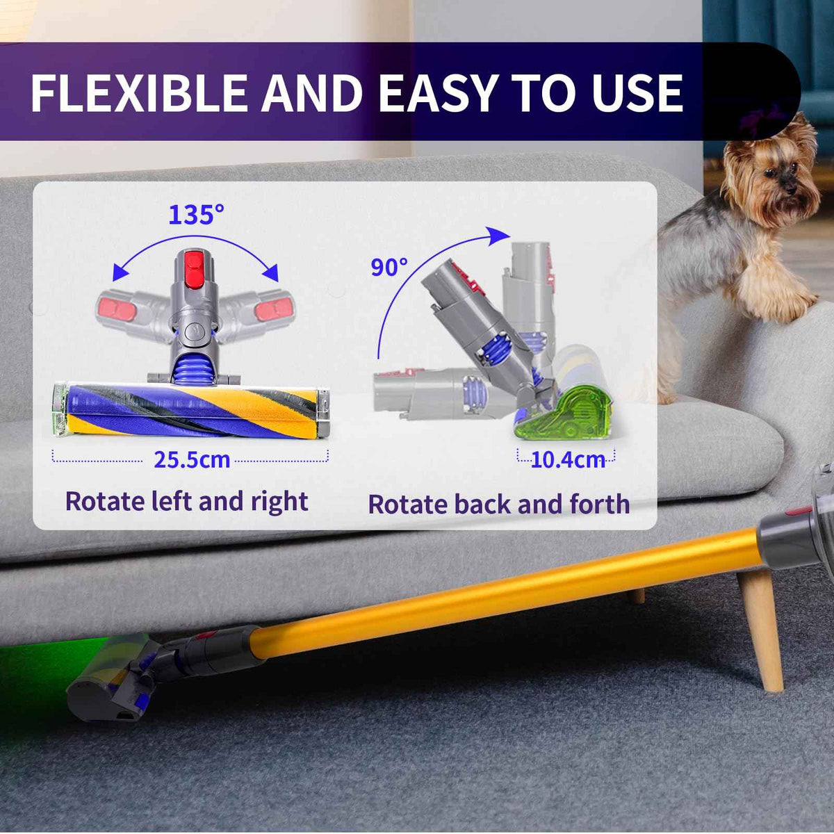 V12 Optic Fluffy Head Compatible with Dyson V9 (Multicolor-V12 Optic Head)