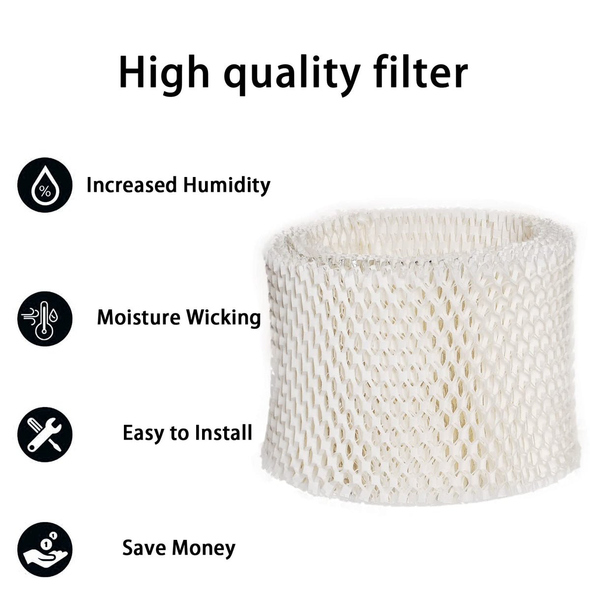 4Pack Replacement Humidifier Wick Filters Compatible with Kaz & Vicks 3020 V3100 V3500 V3600 V3800 V3900 Honeywell HCM (Pack of 4)