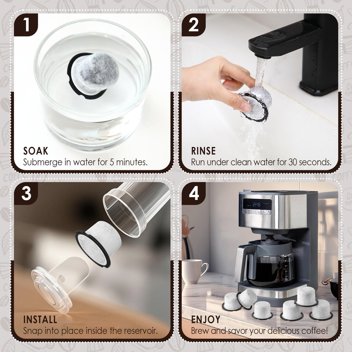 6 Pack Coffee Water Filter Compatible with Cafe and GE Profile