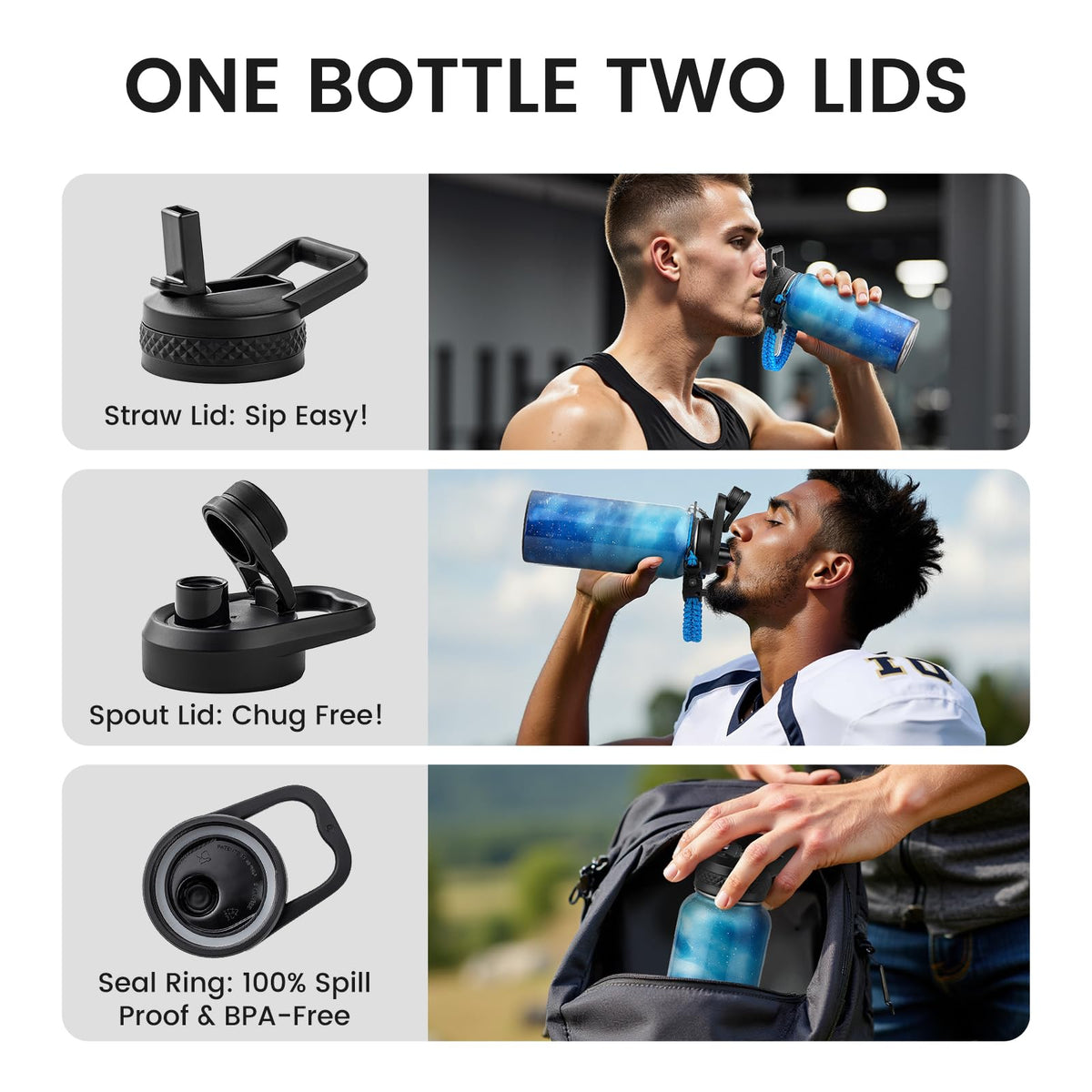 Insulated Water Bottle 32 oz (Aurora Blue / 32 Ounces)