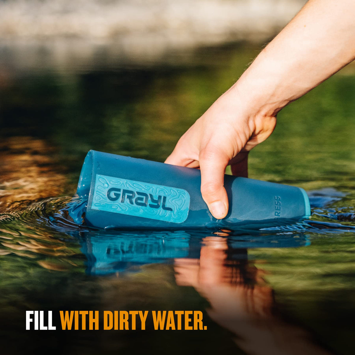 UltraPress 16.9 oz Water Purifier & Filter Bottle (Forest Blue)