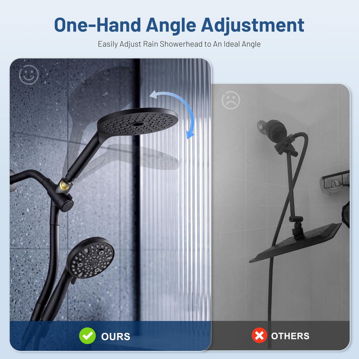 Dual Handheld Shower Head Combo (Premium Matte Black / 8 Inch Standard)